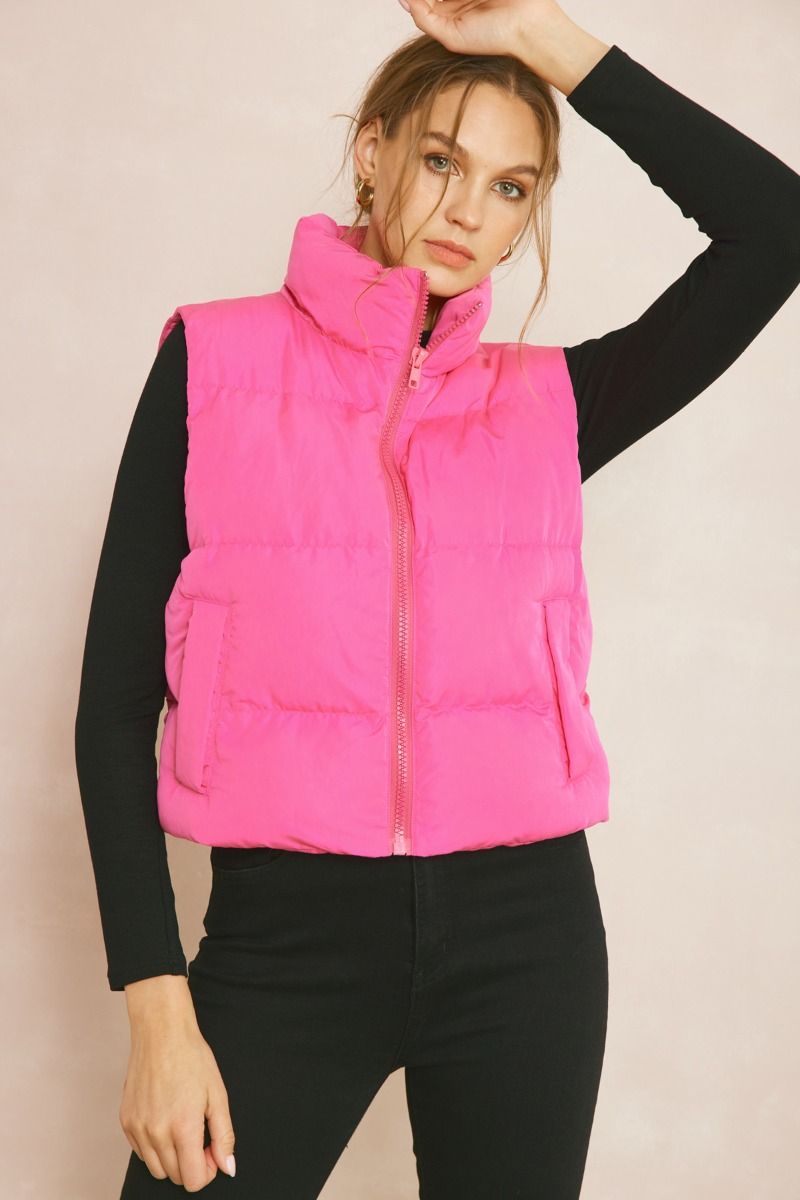 Down Vest Outfit Puffy Jacket Vest Double Down Vest Pink – Sage In