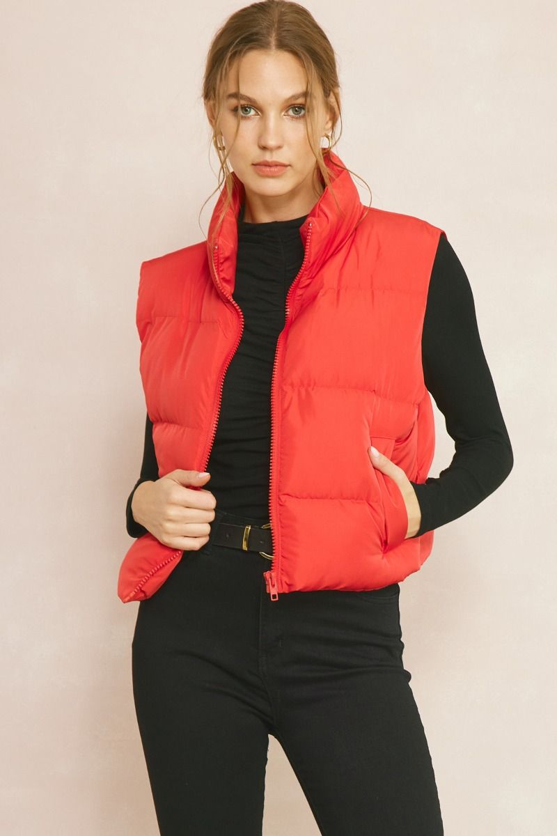 Jeans Red Puffer Vest Near Me Thread Supply Issey Cropped Puffer