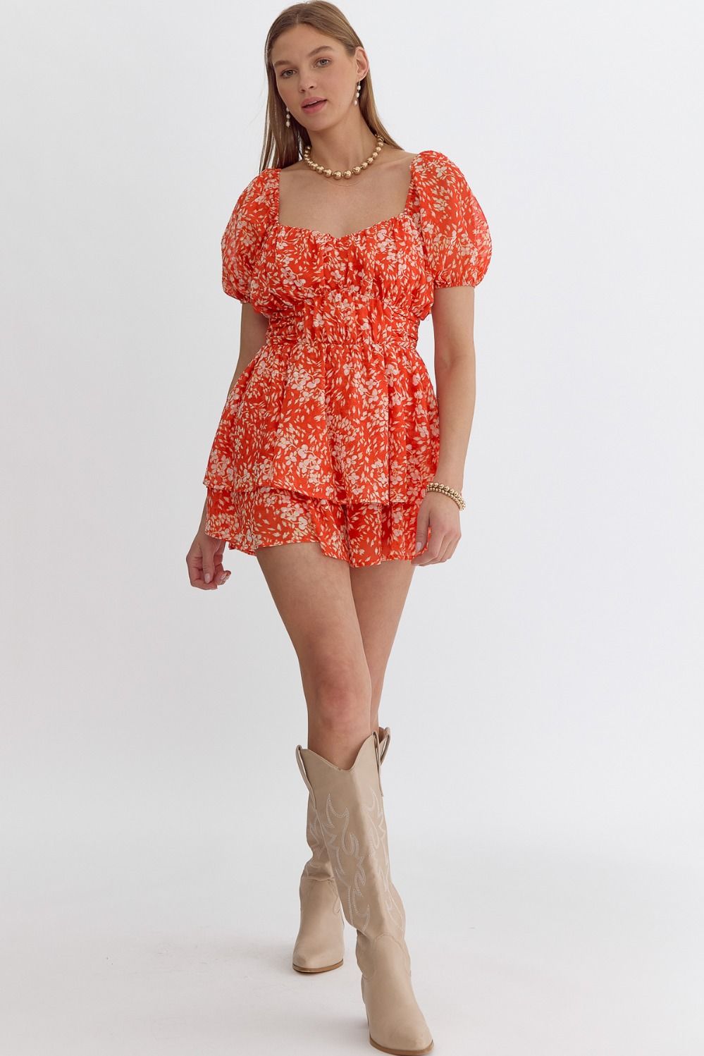 In The Weeds Romper - Red