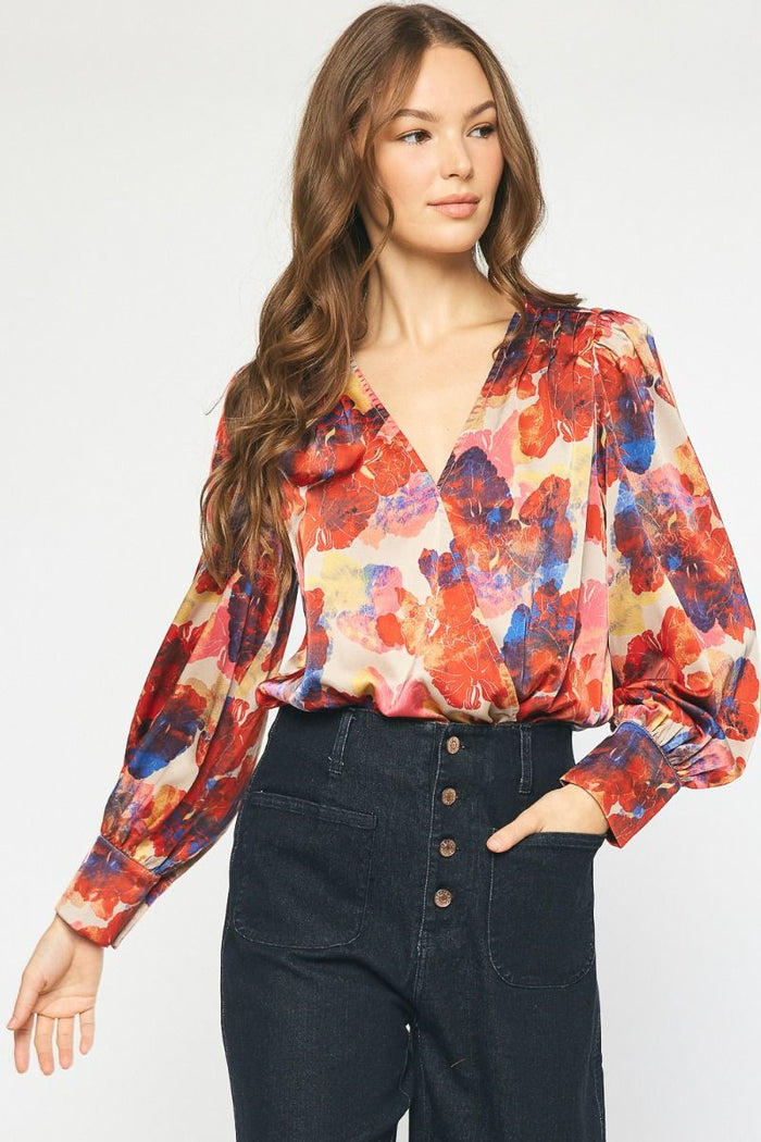 Watercolor Memories Bodysuit - Red