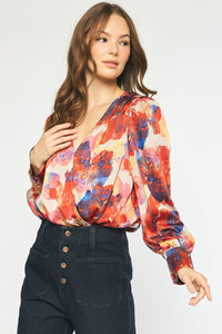 Watercolor Memories Bodysuit - Red