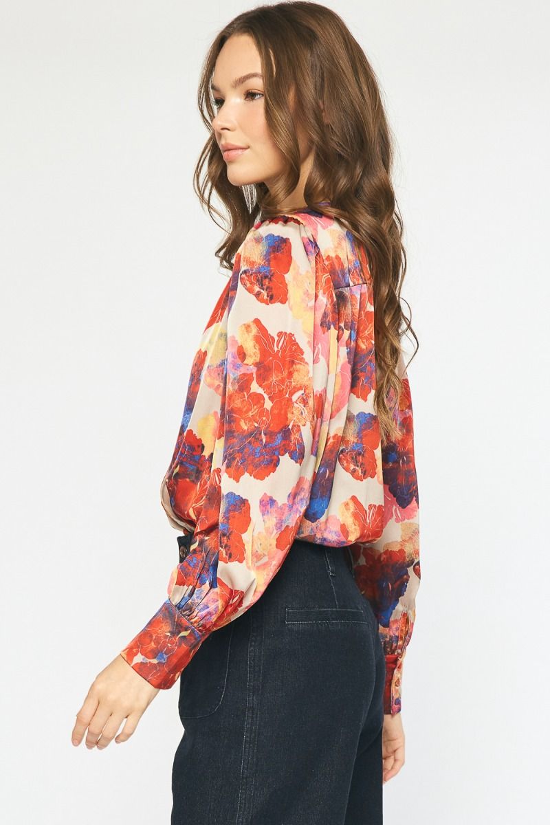 Watercolor Memories Bodysuit - Red