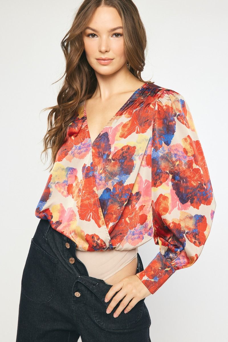 Watercolor Memories Bodysuit - Red
