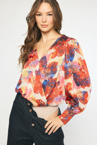Watercolor Memories Bodysuit - Red