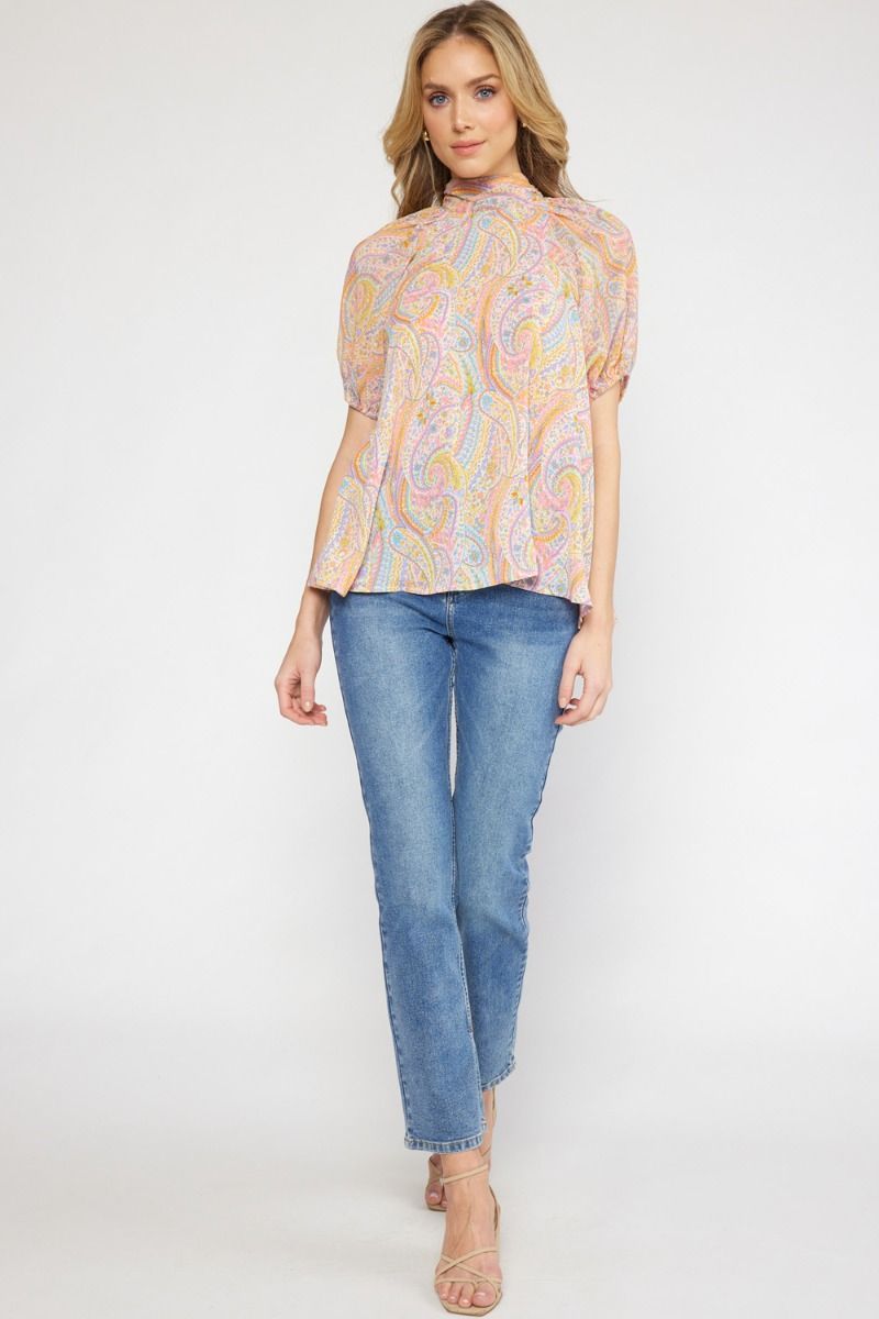 Paisley Skies Top - Orange