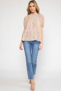 Paisley Skies Top - Orange