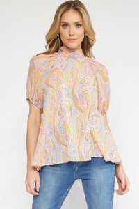 Paisley Skies Top - Orange