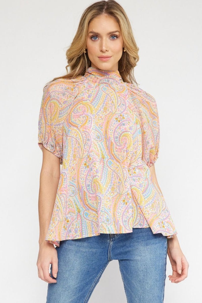 Paisley Skies Top - Orange