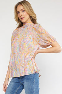 Paisley Skies Top - Orange