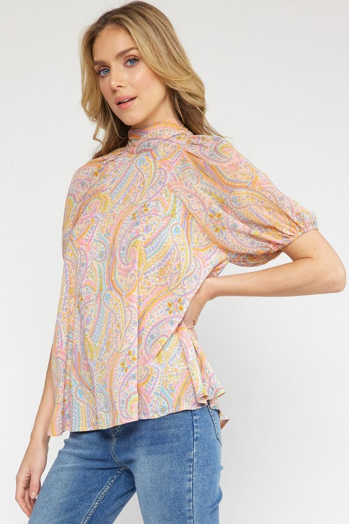 Paisley Skies Top - Orange