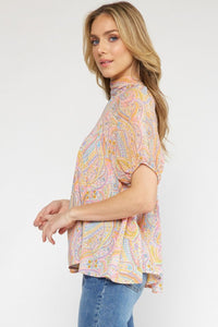 Paisley Skies Top - Orange