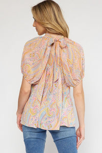 Paisley Skies Top - Orange