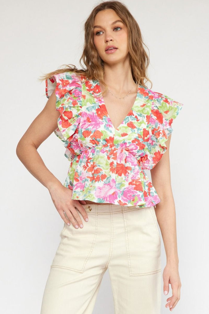 Watercolor Garden Top - Pink