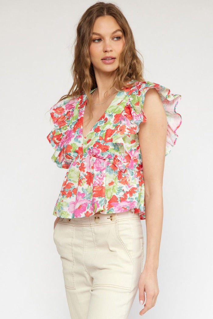 Watercolor Garden Top - Pink