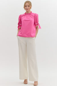 Frill Embrace Top - Hot Pink