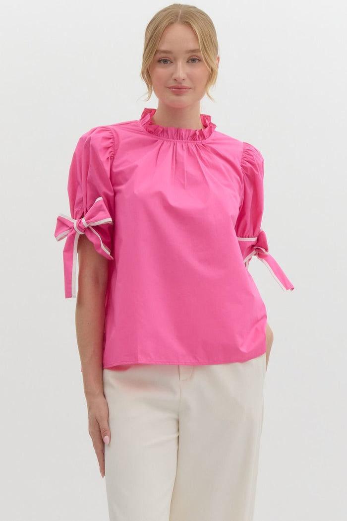 Frill Embrace Top - Hot Pink