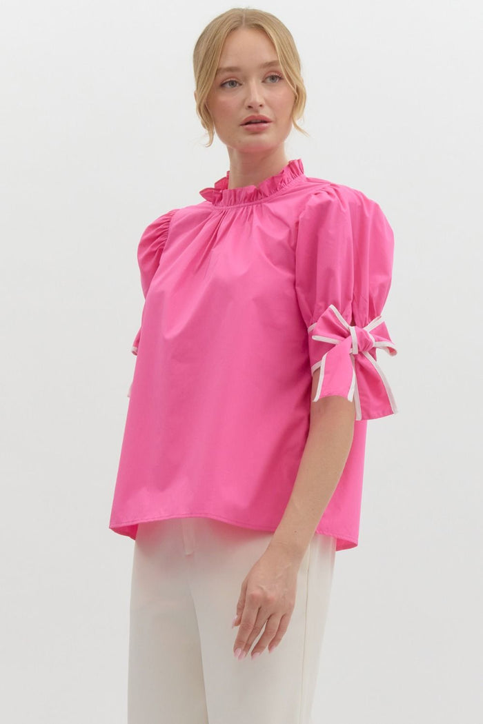 Frill Embrace Top - Hot Pink