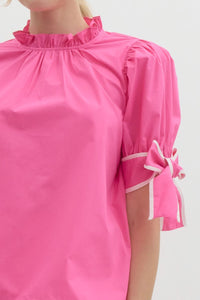 Frill Embrace Top - Hot Pink