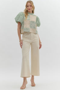 Patchwork Moments Top - Sage