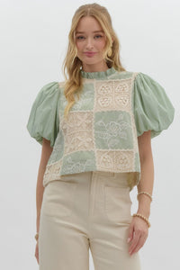 Patchwork Moments Top - Sage