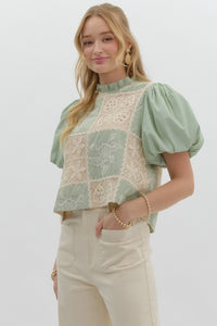 Patchwork Moments Top - Sage