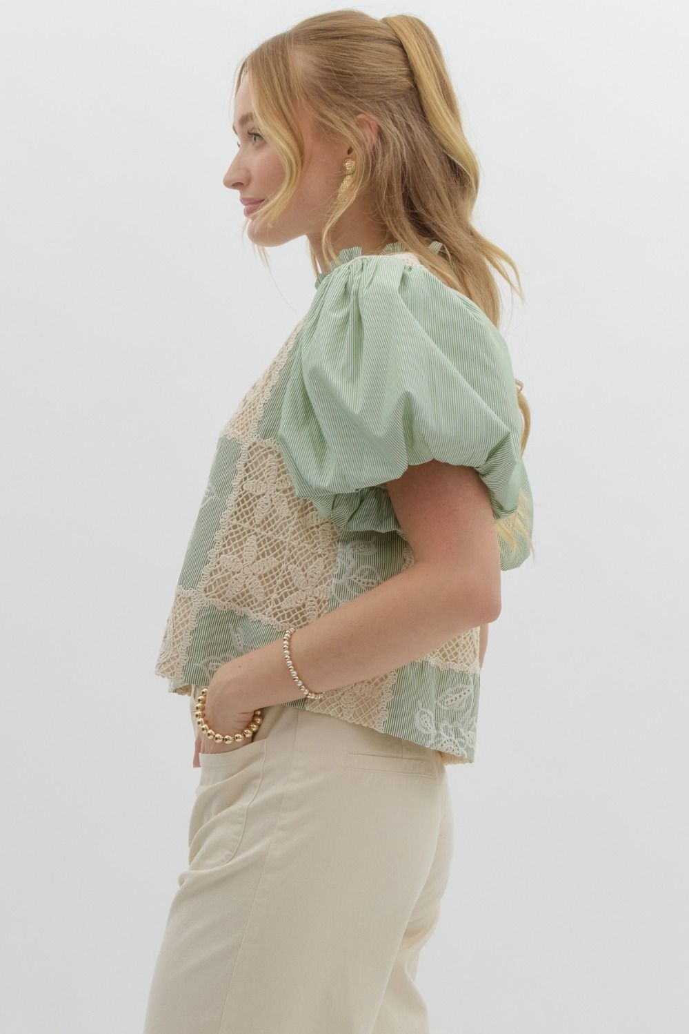 Patchwork Moments Top - Sage