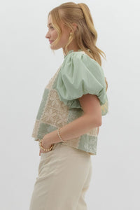 Patchwork Moments Top - Sage