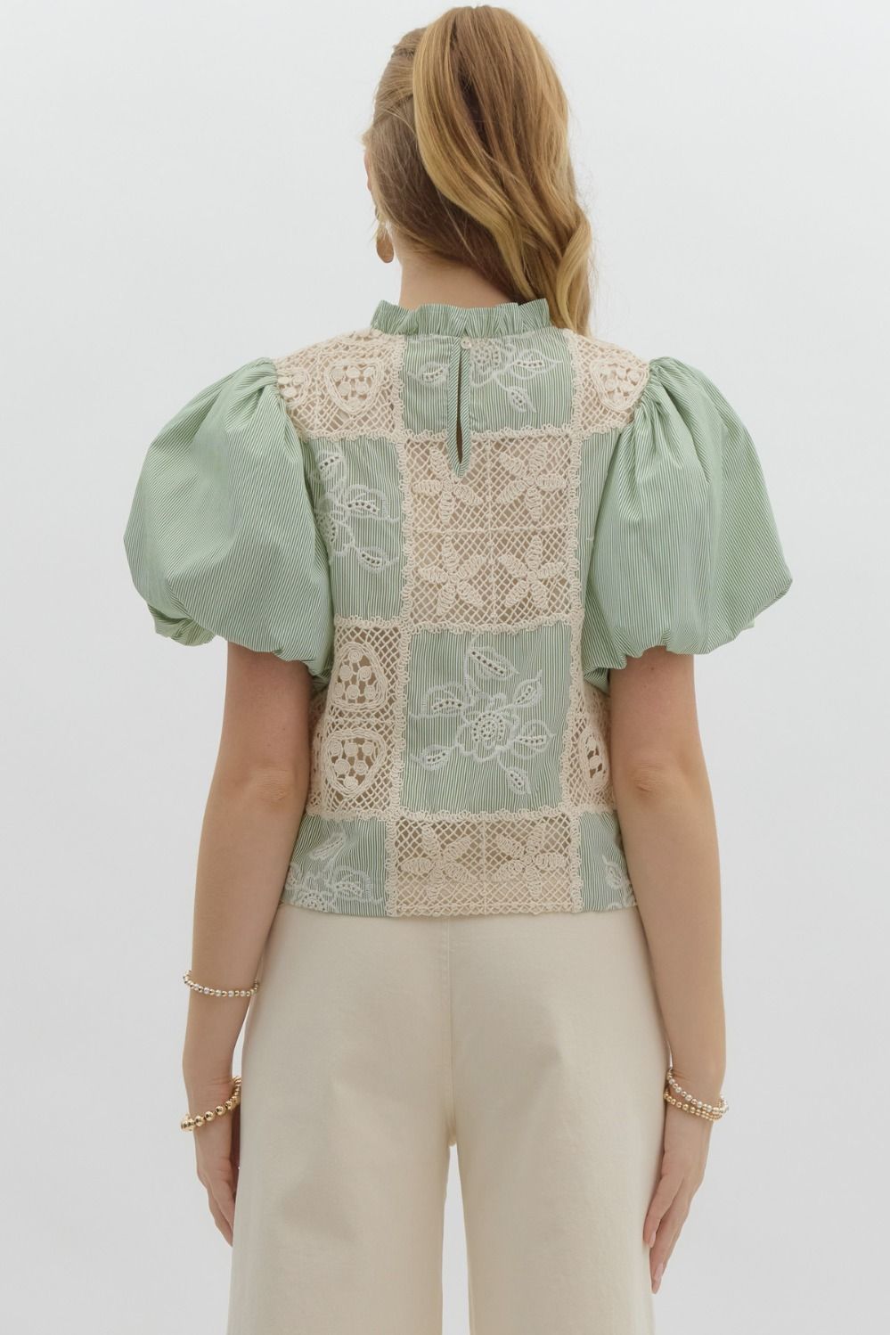 Patchwork Moments Top - Sage