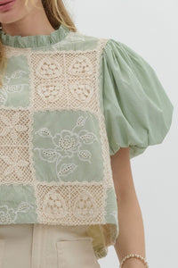 Patchwork Moments Top - Sage
