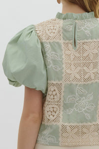 Patchwork Moments Top - Sage