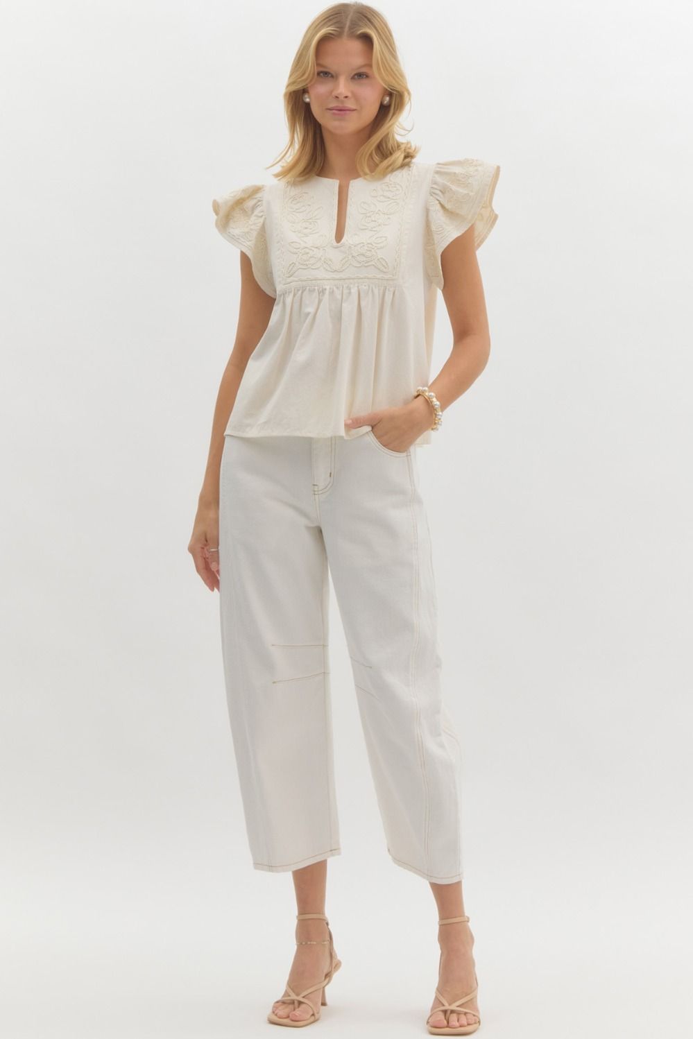 High Relief Top - Ecru