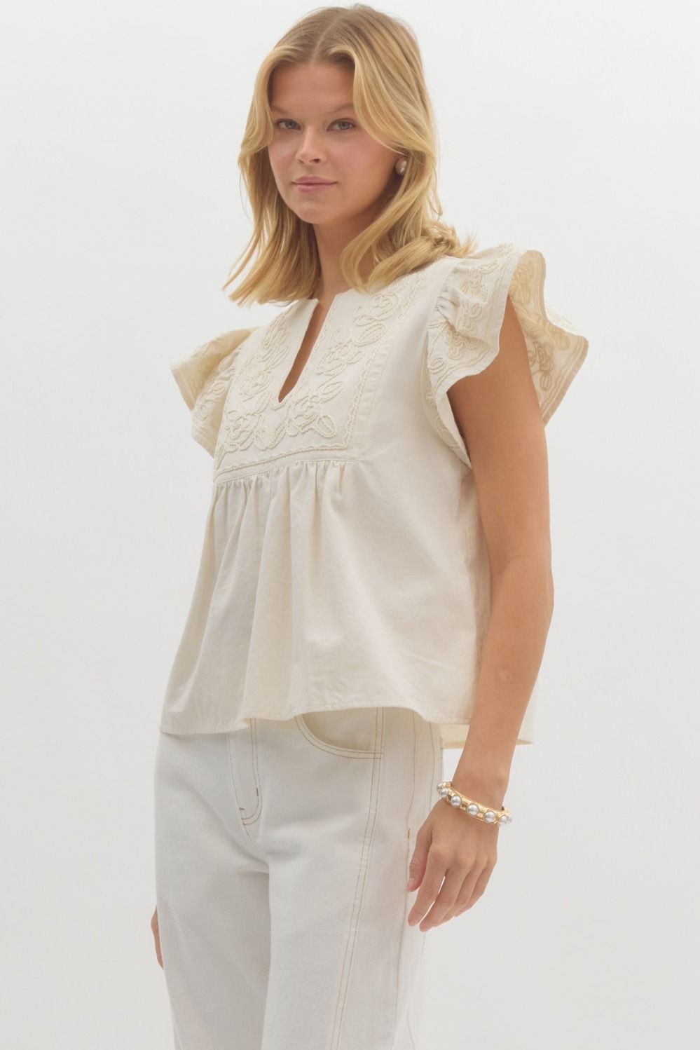 High Relief Top - Ecru