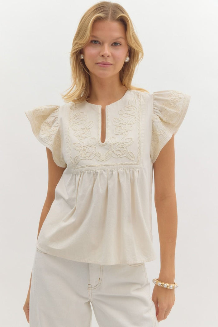 High Relief Top - Ecru