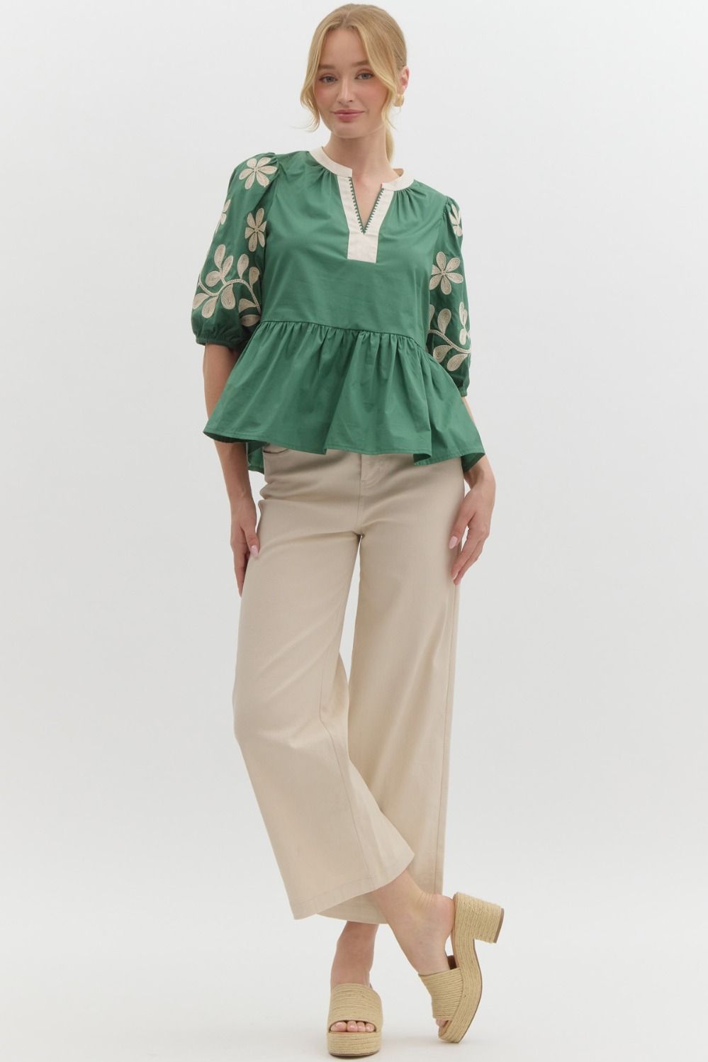 Dotted Clover Top - Green