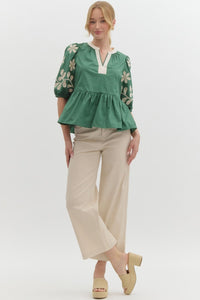 Dotted Clover Top - Green