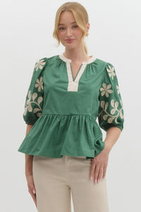 Dotted Clover Top - Green