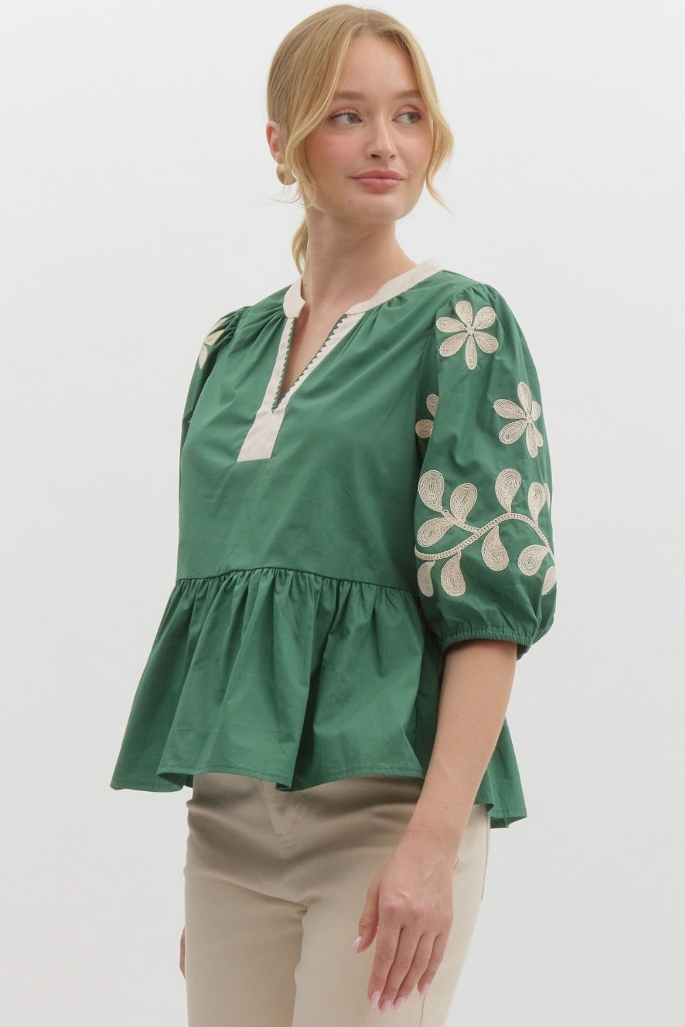 Dotted Clover Top - Green