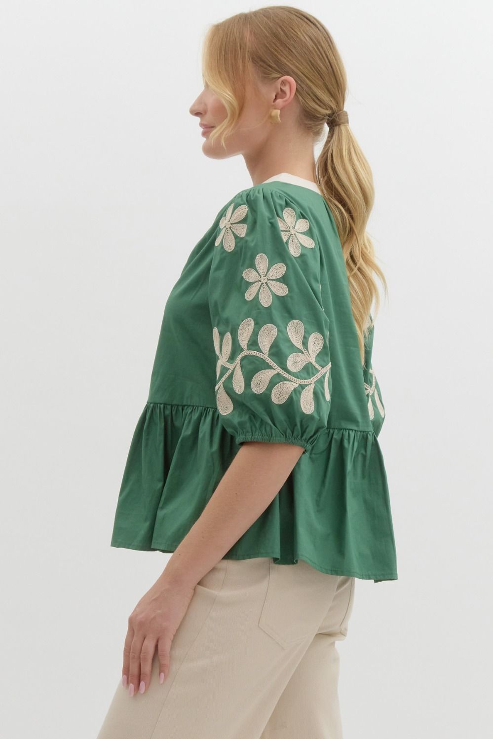 Dotted Clover Top - Green