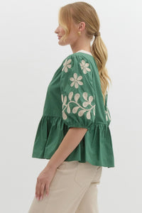 Dotted Clover Top - Green
