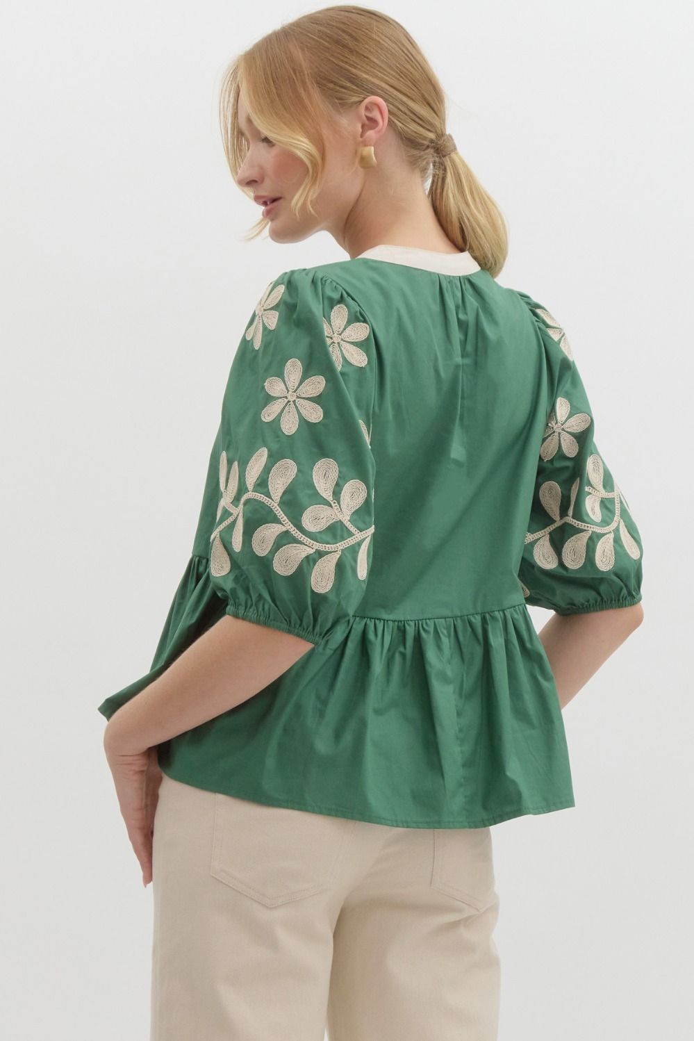 Dotted Clover Top - Green