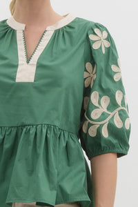 Dotted Clover Top - Green