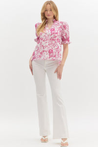 Wrapped In Jouy Top - Pink