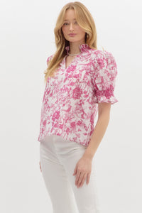 Wrapped In Jouy Top - Pink