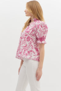 Wrapped In Jouy Top - Pink