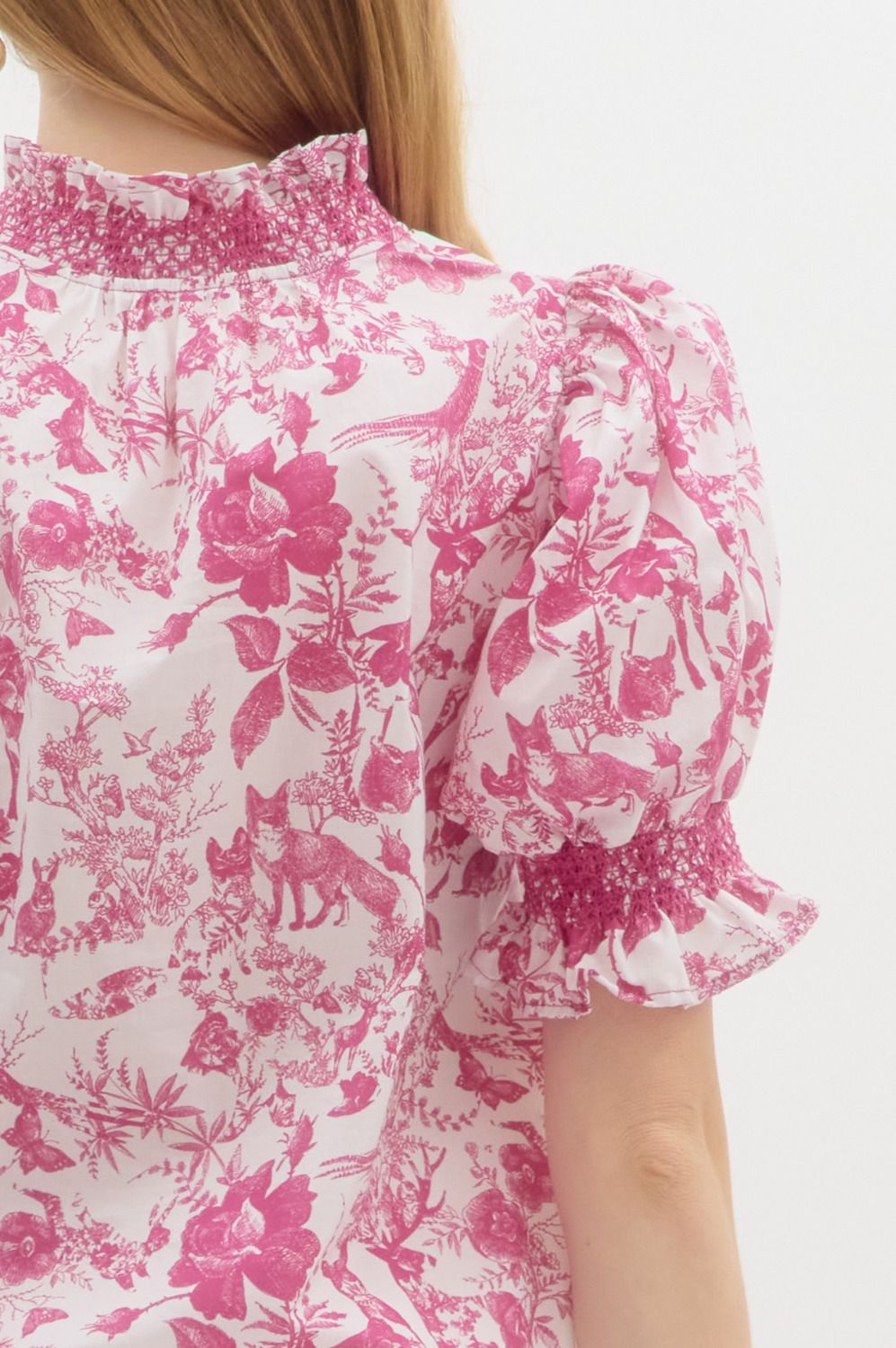 Wrapped In Jouy Top - Pink