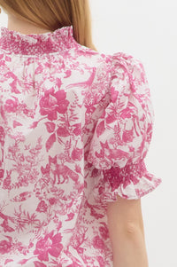 Wrapped In Jouy Top - Pink