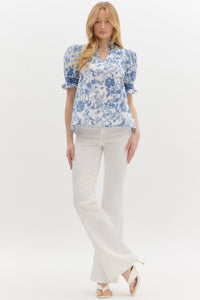 Wrapped In Jouy Top - Navy
