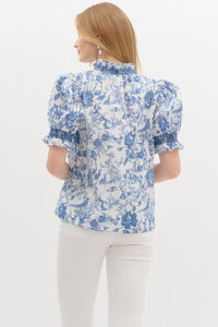 Wrapped In Jouy Top - Navy