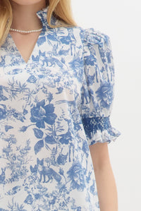 Wrapped In Jouy Top - Navy