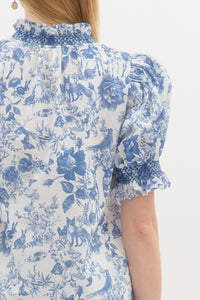 Wrapped In Jouy Top - Navy